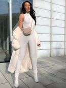 Kliou new jumpsuit women elastic hight casual fitness sporty rompers sleeveless zipper activewear skinny summer outfit