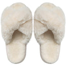 2022 Winter New Women Slipper Soft Rabbit Fur Cross Upper 3cm Heel Platform Fur Warm Indoor Ladies Open Toe Fluffy Home Slippers