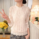 2022 Fashion Summer White Lace Women's Clothing Long Sleeve Chiffon Women Shirts Blouses Blusas Black Women's Tops Blouse 51C