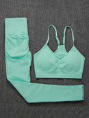 ATHVOTAR Two Piece Set Women Seamless Gym Sports Bra and High Waist Leggings Outfits Solid Color Fitness Tracksuit Women