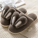 2022 NEW Design Women Winter Furry Slippers Rabbit Ears Couple House Shoes Warm Solid Color Versatile Slippers Chinelos Planos