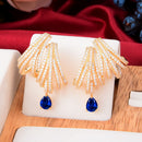GODKI Luxury DOUBLE CLAWS STUD Earrings Trendy Cubic Zircon Indian gold earrings for women Wedding Engagement Party JEWELRY GIFT