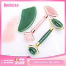 Crystal Roller Set Facial Massage Natural Jade Roller Gua Sha Kit Jade Scraper Rose Quartz Stone Face Lift Massager Beauty Tools