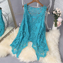 Hippie Froral Patch Design Vest Retro Vintage Crochet Summer Beach Cover Up Top Asymmetric Open Stitch Kimono Cardigain 2022