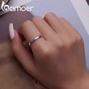 BAMOER 高品质 925 纯银结婚戒指 经典圆形戒指 女士婚庆订婚珠宝礼物 SCR343