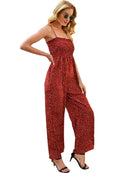 Women Polka Dot Jumpsuit High Waist Rompers Boho Yellow Spaghetti Strap Wide Leg Pant One Piece Overalls Female Summer Jumpsuits