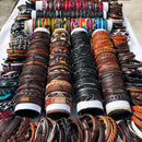 50PCS/Lot Random Surfer Bracelet Handmade Men's Women's Mix Styles Braided Leather Cuff Bracelets Jewelry Party Gift  MX3