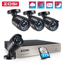 ZOSI家用安防系统 H.265+ 8路DVR 4/8颗2.0MP 1080p夜视户外防水监控摄像机套装