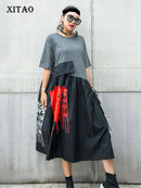 XITAO  Dress Fashion New High Waist Elegant 2020 Summer Pullover Patchwork Hit Color Goddess Fan Casual Dress GCC3514