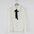 Bow Shirts Woman Long Sleeve Button Chiffon Blouse Women 2022 New Embroidery Blouses Butterfly Sleeve Casual White Shirt Femme