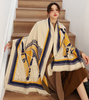 Luxury Winter Cashmere Scarf Women 2022 Design Warm Pashmina Blanket Horse Scarves Female Shawl Wraps Thick Foulard Bufanda