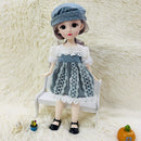New 12 Inch 22 Movable Joints BJD Doll 31cm 1/6 Makeup Dress Up Cute Brown Blue Eyeball Dolls with Fashion Dress for Girls Toy