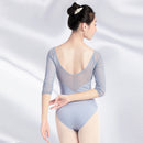 女款黑色网纱舞蹈服七分袖芭蕾舞练功服成人芭蕾练习舞蹈服体操服