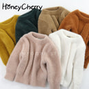 HoneyCherry 女童毛衣冬季服装新款仿貂绒外套毛衣婴幼儿保暖毛衣