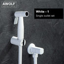 Awolf 玫瑰金卫生淋浴喷头手持式马桶坐浴喷雾器套装不锈钢净身器黄铜阀门肛门淋浴器 AP2102