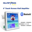 Smart Home Audio 4 Channel Wireless Bluetooth In Wall Amplifier Touch Screen,Flush-mounted Radio,USB TF Card Power for Speaker