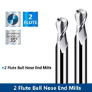 XCAN 2 Flute Ball Nose End Mill 4/6mm Shank CNC Router Bit Carbide End Mill Spiral Milling Cutter for Woodworking