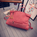 Fashion Rivet Women Handbags High Quality Nubuck Leather Ladies Hand Bags Large Shoulder Bag Luxury Handbags Women Bags Designer