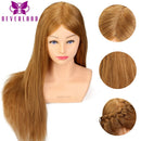 24'' 100% Real Hair Training Head with Shoulder Hairstyles Dummy Doll Mannequin Head for Hairdresser Manikin Head