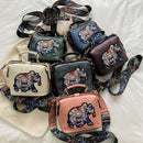 Vintage Embroidery Elephant Bag Bags Wide Butterfly Strap PU Leather Women Shoulder Crossbody Bag Tote Women&