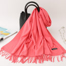 2022 Winter Scarf Solid Thick Women Cashmere Scarves Neck Head Warm Hijabs Pashmina Lady Shawls And Wraps Bandana Tassel