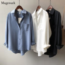 Loose White Shirts for Women Top Turn-down Collar Solid Female Shirts Casual Office Ladies Tops 2022 Spring Summer Blouses 11354