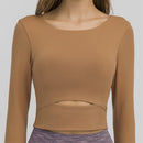 Nepoagym WIND Women Long Sleeve Cropped Top with Padded Bra Soft Yoga Top Comfortable Gym Workout Shirts