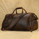 Vintage Crazy Horse leather Travel Bag With Shoe Pocket 20 inch big capacity Real Leather Weekend luuage Bag large Messenger Bag
