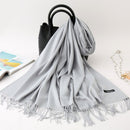 2022 Winter Scarf Solid Thick Women Cashmere Scarves Neck Head Warm Hijabs Pashmina Lady Shawls And Wraps Bandana Tassel