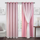 White Sheer Voile and Blackout Curtains Assembled Grommet Mix and Match Curtains for Living Room W52xH84 Inch Set of 2 Panels