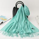 2022 Winter Scarf Solid Thick Women Cashmere Scarves Neck Head Warm Hijabs Pashmina Lady Shawls And Wraps Bandana Tassel