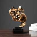 ERMAKOVA 27cm Kissing Couple Human Face Sculpture Resin Mask Statue Tabletop Ornament for Home Decor, Wedding Gifts