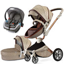 Hot Mom Baby Stroller 3 in 1 travel system with bassinet and car seat，360° Rotation Function children stroller,Luxury Pram F023