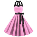 Women Red Cherry Party Dress Vintage 50s Rockabilly Hepburn Dress 2023 Elegant Summer Strapless Swing Retro Halter Pin up Dress