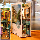 Cutebee DIY Book Nook Miniatures Shelf Insert Bookend Dollhouse Model Roombox Building Kit Wooden Bookshelf Toys Gifts 3D House
