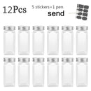 3-12PCS Set Seasoning Jar Square Glass Container Seasoning Bottle Kitchen Outdoor Camping Seasoning Container Glass Sealed Jar