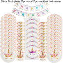 Unicorn Party Supplies Disposable Tableware Set Kids Birthday party Decoration Unicornio Decor Plates Cup Banner Baby Shower