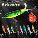 8个装Whopper Plopper 10厘米/14厘米浮水路亚饵人造硬饵摇摆器旋转尾巴渔具3D眼