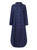 ZANZEA Women's Dress Vintage Shirt Vestido De Mujer Casual Solid Ropa De Mujer 2022 Female Lapel Neck Party Dress