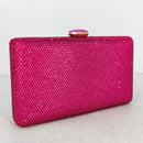 Boutique De FGG Fuchsia Women Crystal Clutch Evening Bags Wedding Bridal Rhinestone Box Handbags Party Dinner Diamond Purse