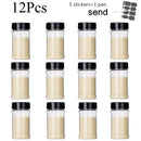 3-12PCS Set Seasoning Jar Square Glass Container Seasoning Bottle Kitchen Outdoor Camping Seasoning Container Glass Sealed Jar