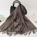 2022 Winter Scarf Solid Thick Women Cashmere Scarves Neck Head Warm Hijabs Pashmina Lady Shawls And Wraps Bandana Tassel