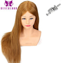 24'' 100% Real Hair Training Head with Shoulder Hairstyles Dummy Doll Mannequin Head for Hairdresser Manikin Head