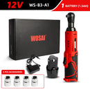 威莎（WOSAI）45牛米充电式电动扳手12V 3/8棘轮扳手套装弯头电钻螺丝刀，用于拆卸螺丝螺母汽车维修工具