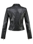 2022 New Fashion Women Autumn Winter Motorcycle Faux Leather Jackets Lady Long Sleeve Biker White PU Punk Streetwear Black Coats
