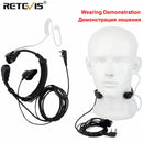Retevis 喉麦对讲机耳机隐蔽导管手指PTT耳塞适用于Kenwood Baofeng UV 5R UV 82 RT622 RB618