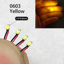 40颗/批 0402 0603 0805 1206 LED SMD 带线，适用于火车模型 HO N OO 比例，红黑线预焊微型利兹，透视模型铁路