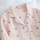 Japanese new style autumn and winter long-sleeved trousers, pure cotton air cotton, warm ladies pajamas, home service sleepwear