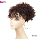Short Kinky Curly Chignon With Bangs Synthetic Hair Bun Drawstring Ponytail Afro Puff Hair pieces For Women Clip Hair Extension