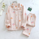 Japanese new style autumn and winter long-sleeved trousers, pure cotton air cotton, warm ladies pajamas, home service sleepwear